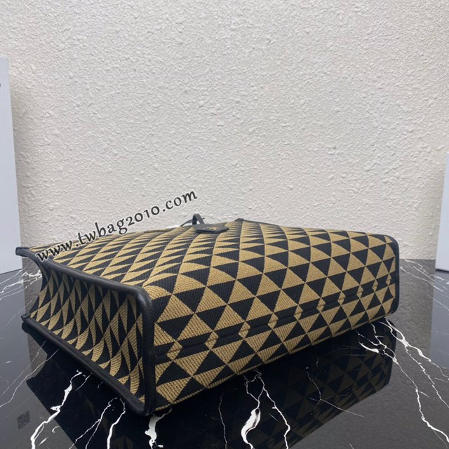 Prada專櫃新款大號刺繡織物包 1BA356 普拉達Saffiano皮革手提刺繡托特包 csp1054